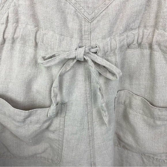 VTG The Territory Ahead Women's Small 100% Linen Tan Cinch Back Overall Shorts - Picture 13 of 16